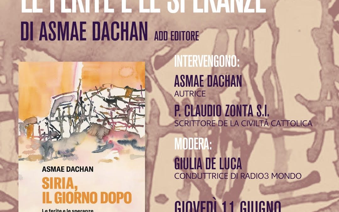 Presentazione libro Siria il giorno dopo Asmae Dachan Caffè Nemorense Roma